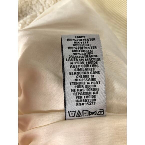 Sanctuary Imperial Bomber Jacket Faux Shearling Fleece Ribbed Trim Cream White M - Picture 8 of 9